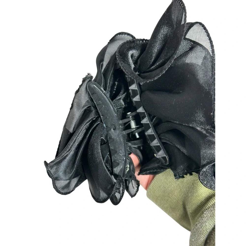 NEW fancy ribbon hair‎ claw clip accessory BLACK Y2K